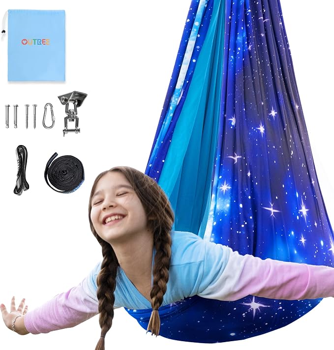 OUTREE Sensory Swing for Kids, Double Layer Therapy Hammock, Indoor Swing by WelcometoOUTREEsworld