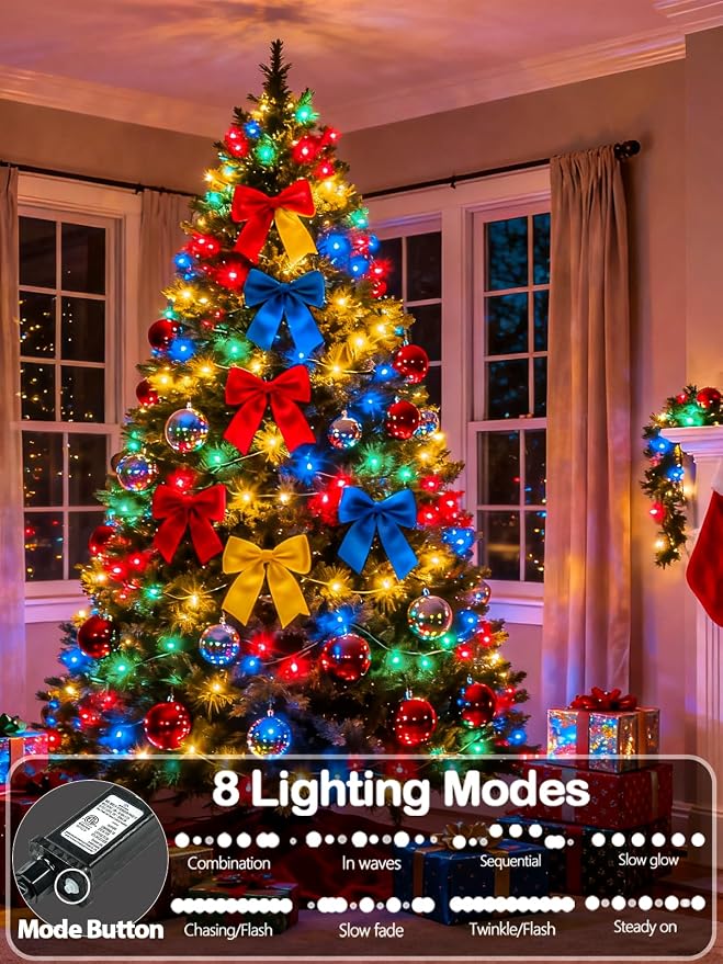 1000 LED Multicolored Christmas Lights Indoor Outdoor, Super Long 330 FT Green - Image 2