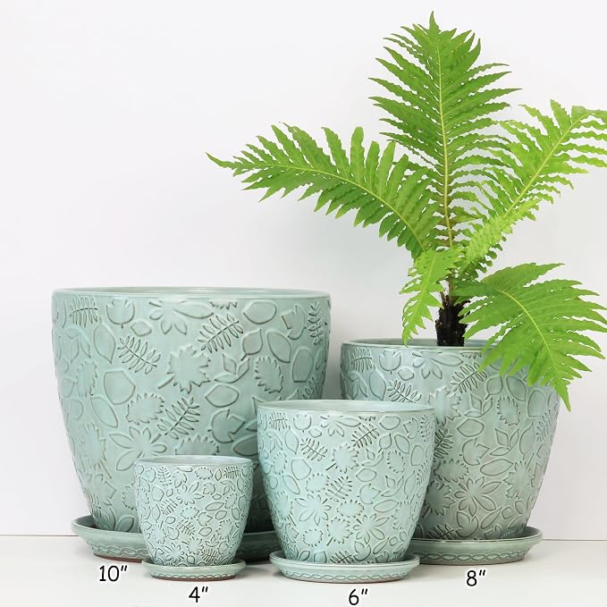 6 Inch Retro Ceramic Planter Set of 2 - Image 5