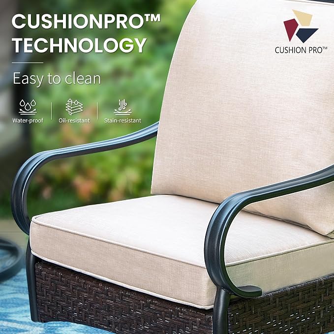 PHI VILLA Patio Swivel Chairs Set of 2, Heavy Duty Outdoor Metal Wicker Dining - Image 5