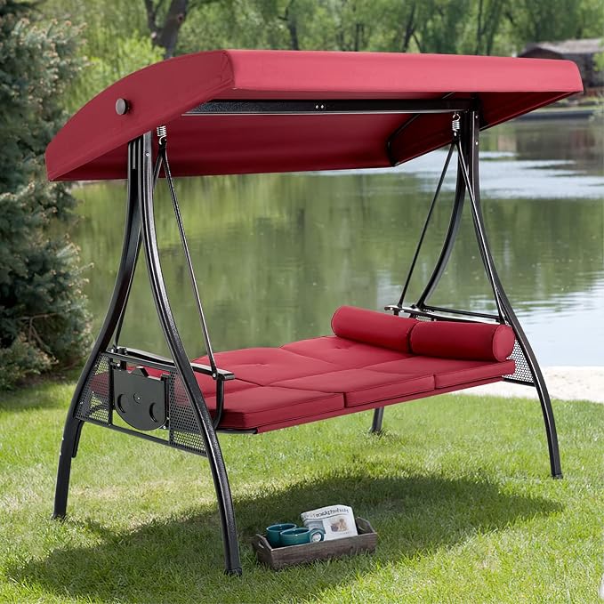 HOMREST 3 Person Outdoor Porch Swing - Image 9