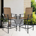 LEVELEVE Patio Bar Set 2pcs Swivel Bar Stools Outdoor Bistro Textilene by Enjoyyourlife