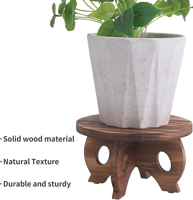 Plant Stand Indoor Wooden Plant Stool Round Stand Risers - Image 2