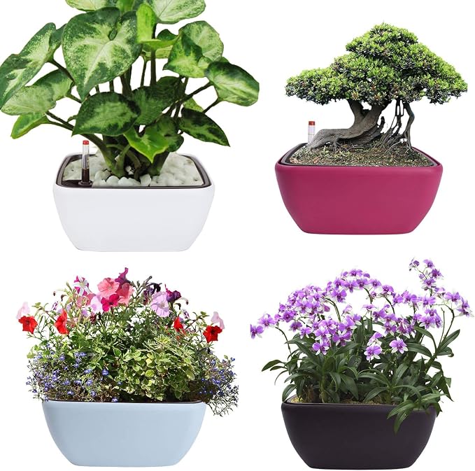 Vencer 10.8 Inch Plastic Square Self Watering Planter, Water Indicator - Image 6