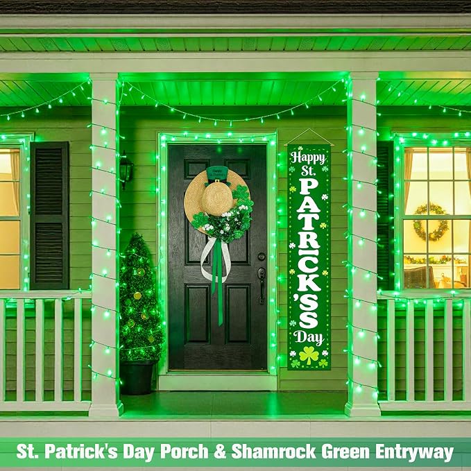 JMEXSUSS Green St Patricks Day Lights Indoor Outdoor Clear Wire, 200 LED Green - Image 2
