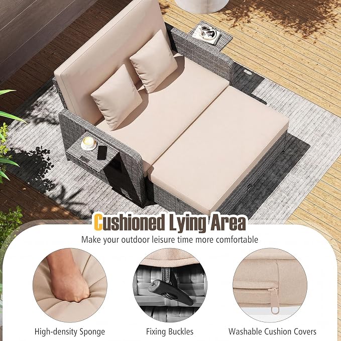 RELAX4LIFE Wicker Patio Outdoor Daybed - Image 7