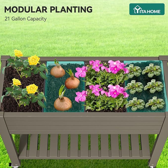 YITAHOME 43.3x17.7x34 in Elevated Garden Bed 2pcs, Outdoor Plastic Planter Box - Image 5