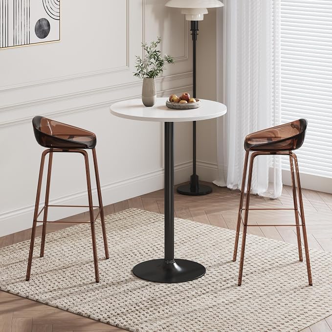 Flamaker Round Bistro Pub Table Modern Style Metal Base MDF Top Cocktail Bar - Image 8