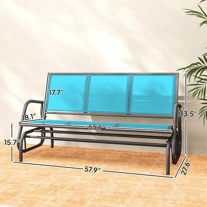 Outsunny 3-Person Patio Glider Bench, Outdoor Porch Glider Swing - Image 3