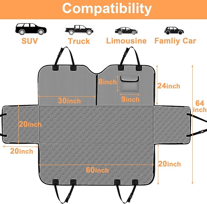 Mancro Dog Car Seat Cover, 2025 Upgraded 600D Heavy Duty Waterproof & - Image 8