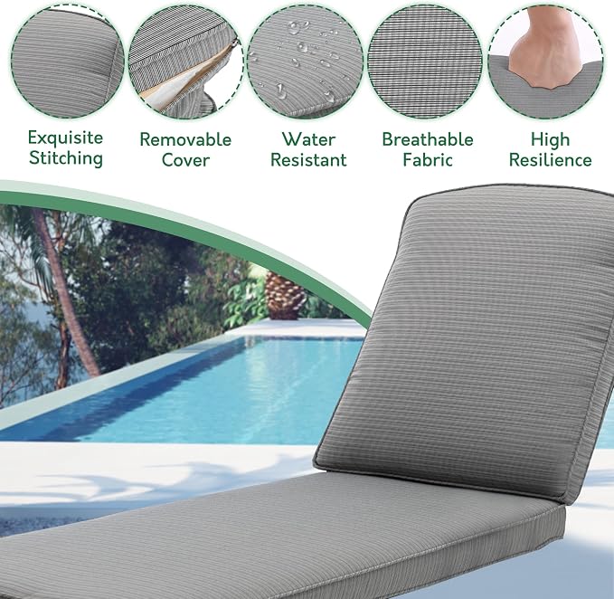 Chaise Lounge Chair Outdoor- Set of 2 Patio Pool Chairs Tanning Lounges - Image 6