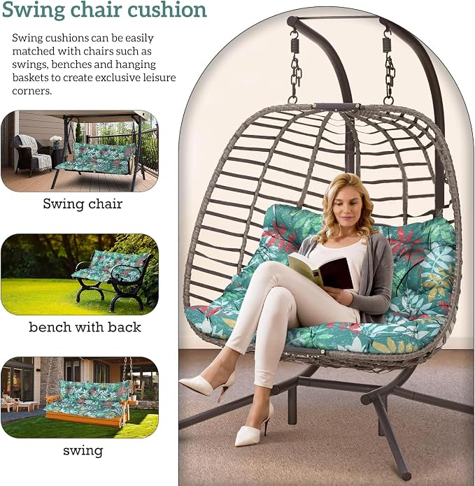 Outside Benches Cushion with Backrest, Thicken Waterproof Swing Cushions 2/3 - Image 2