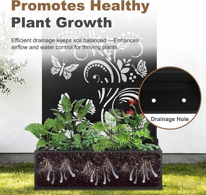 Metal Raised Garden Bed with Trellis & Privacy Screen, Modern Planter with - Image 4