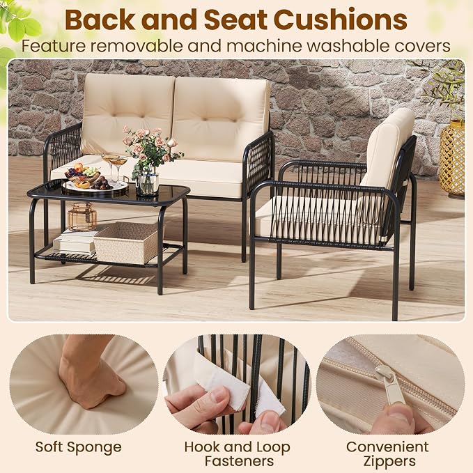 Tangkula 8 Pieces Patio Furniture Set, PE Rattan Sofa Chairs - Image 8