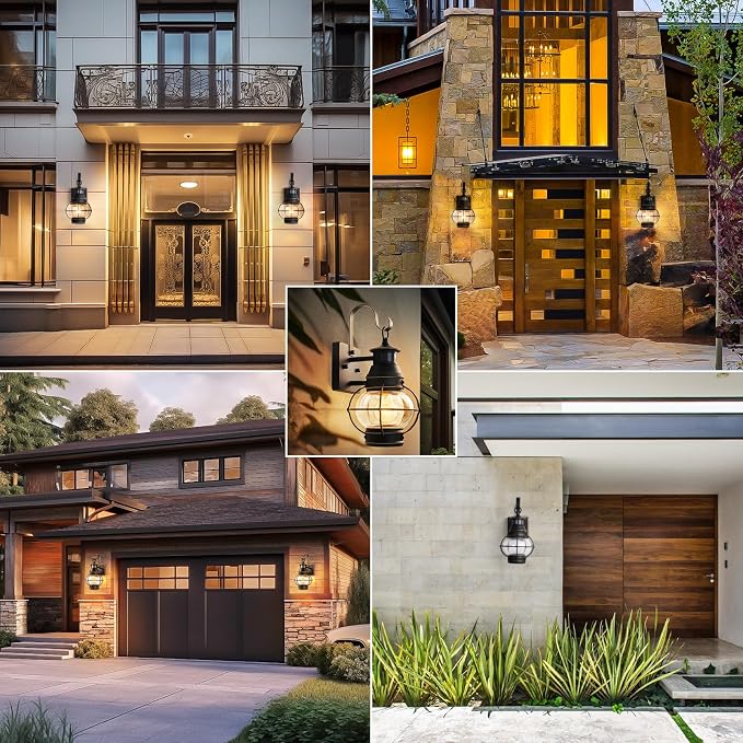 Lamomo Black Outdoor Light, Exterior Front Porch Lights - Image 3