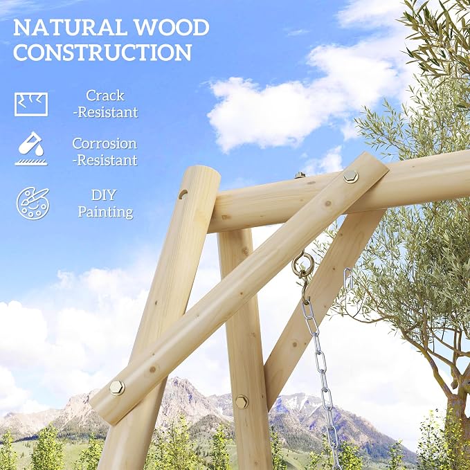 Outsunny 660 lbs Porch Swing Frame, Heavy Duty A-Frame Wooden Swing Stand - Image 5
