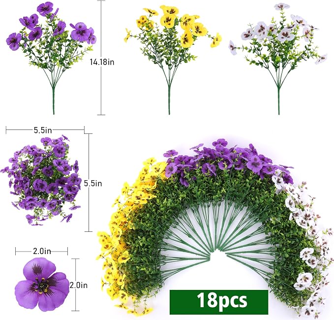 18 Pcs Artificial Fake Pansy Flowers - Image 3