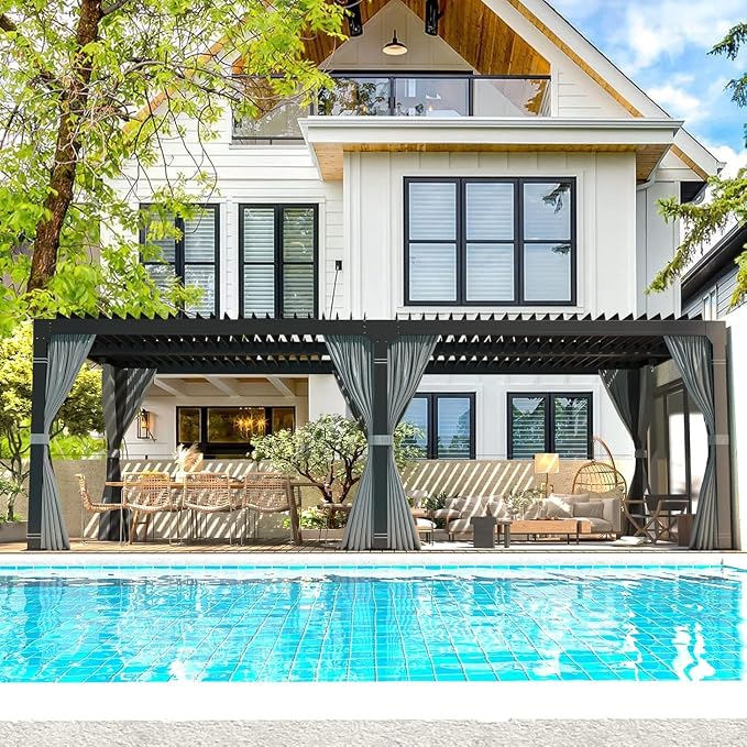 EROMMY Louvered Pergola 12' x 20' Outdoor Hard Top Pergola - Image 8
