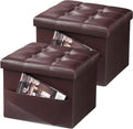 AmasSmile 2PC Storage Ottoman Folding Foot Rest Stool by AmasSmile