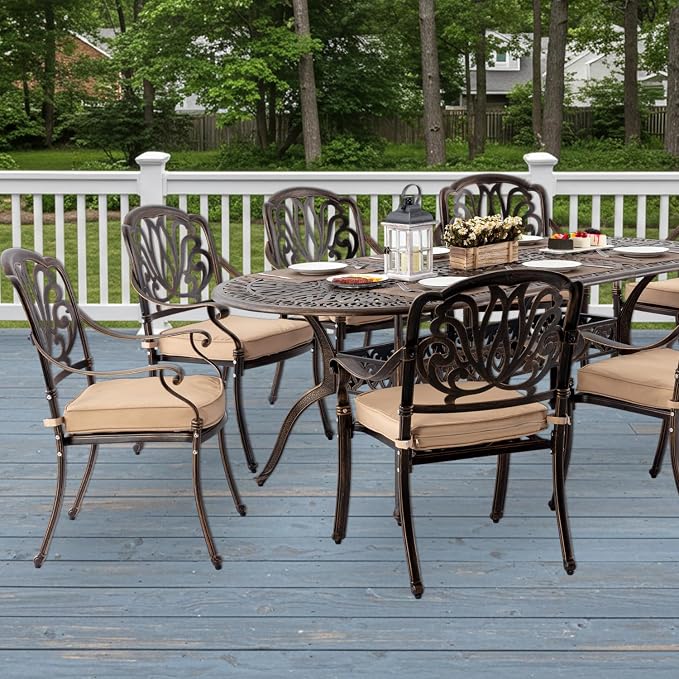 9-Piece Cast Aluminum Patio Furniture, Outdoor Dining Sets - Image 2