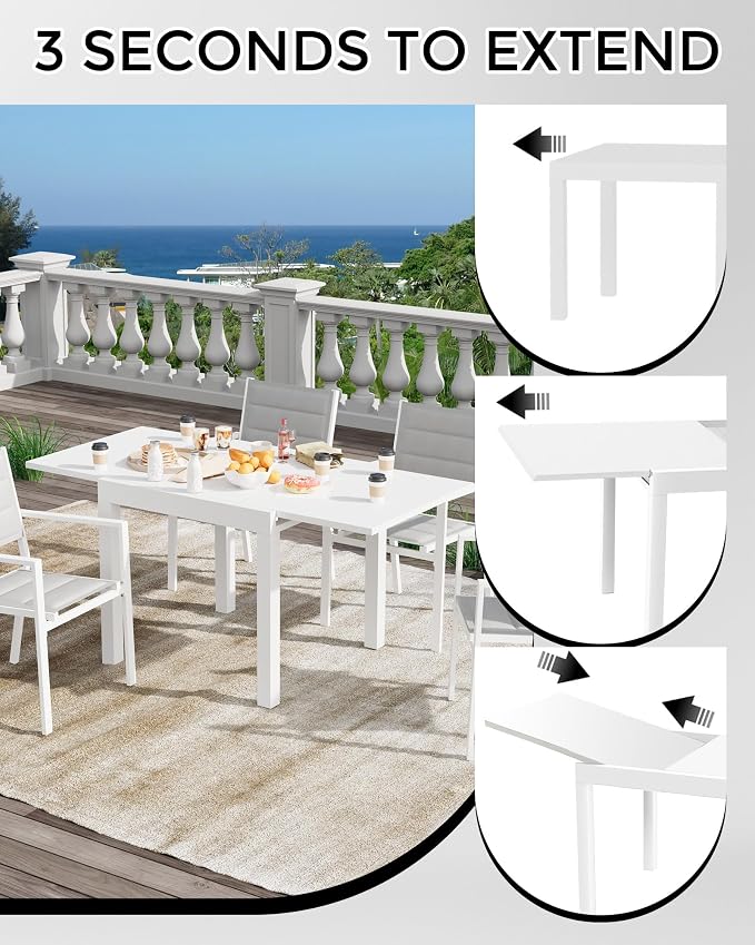 GAOMON Extentable Outdoor Dining Table Set - Image 6