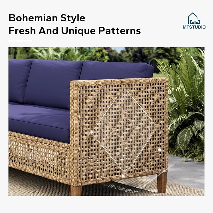 MFSTUDIO Wicker Patio Furniture Set, L Shaped Outdoor Couch Set, Rattan Outdoor - Image 4