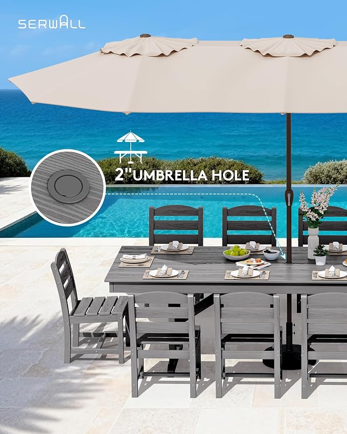 SERWALL 11 Piece Outdoor Dining Set - Image 6