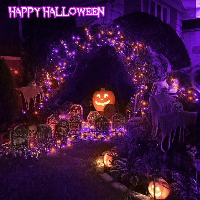 4 Pack Halloween Solar Fairy Lights 131.2Ft 400 LEDs Outdoor Twinkle Lights - Image 6