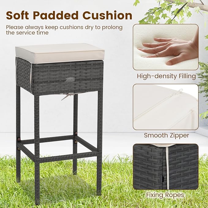 Tangkula 5 Piece Outdoor Rattan Bar Set, Patio Bar Furniture - Image 7
