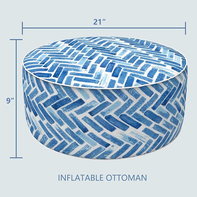 LVTXIII Indoor/Outdoor Inflatable Ottoman, All Weather Round Footrest Stool - Image 3