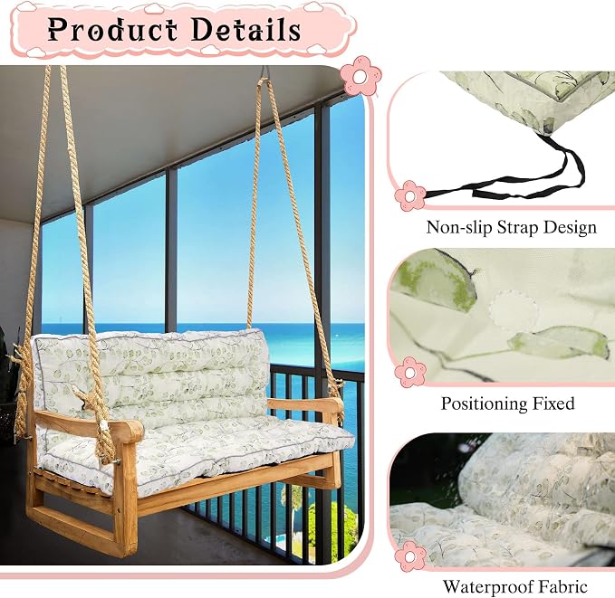 2-3 Seat Swing Replacement Cushion, Outdoor Bench Cushions - Image 5