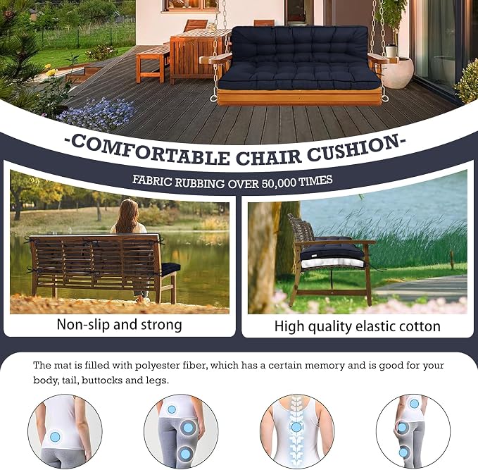 Outside Benches Cushion with Backrest, Thicken Waterproof Swing Cushions 2/3 - Image 2