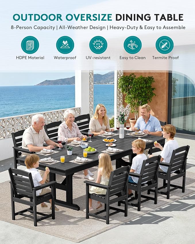 SERWALL 9 Piece Outdoor Dining Set - Image 6