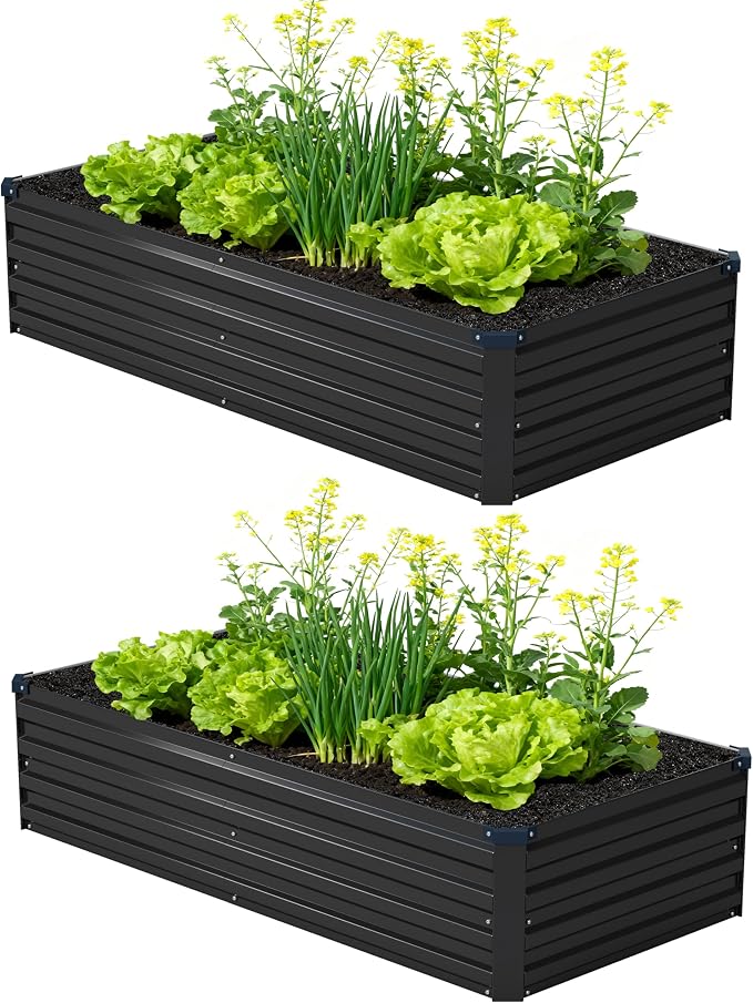 6x1.5x1ft Galvanized Raised Garden Bed, Outdoor Planter Box Metal Patio Kit by Foxlang