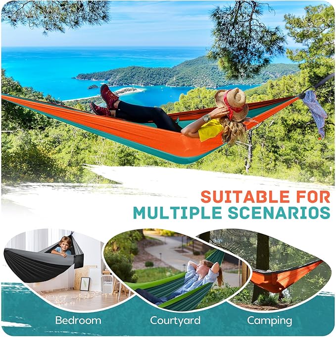 Camping Hammock Lightweight, Portable Hammocks Parachute Hammock - Image 7
