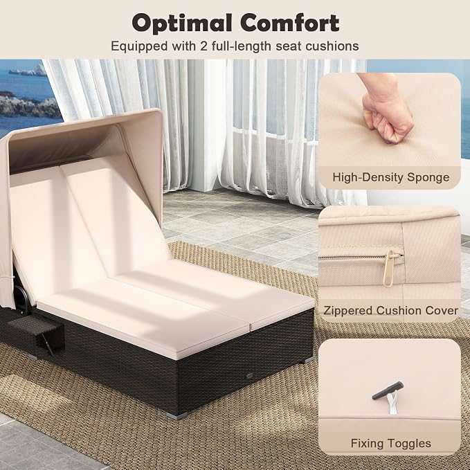 RELAX4LIFE Outdoor Daybed with Retractable Canopy - Image 6