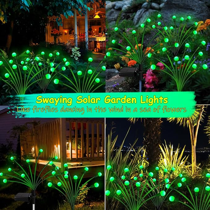 Kohlrabi Solar St Patricks Day Lights Outdoor, 10 Pack 80 LED Green Firefly - Image 5
