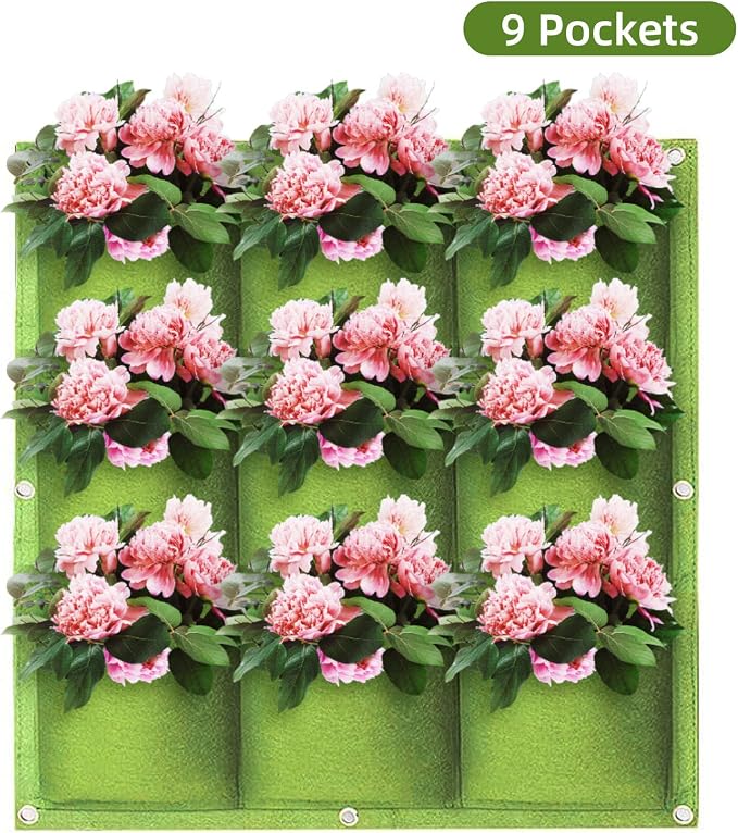 Hanging Planting Grow Bags, 9 Pockets Hanging Vertical Wall Planter Wall - Image 2