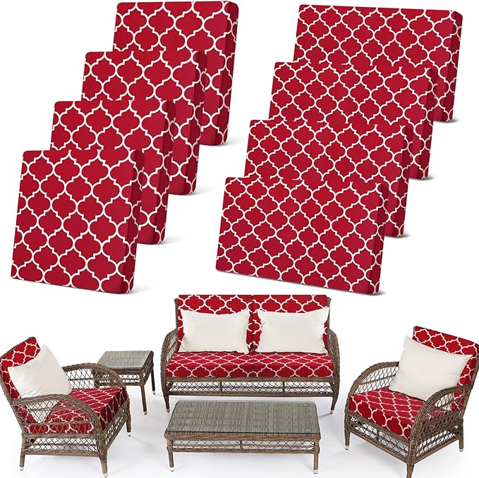 Newwiee 8 Pcs Stretch Patio Outdoor Cushion Covers Waterproof Replacement Sofa by Newwiee