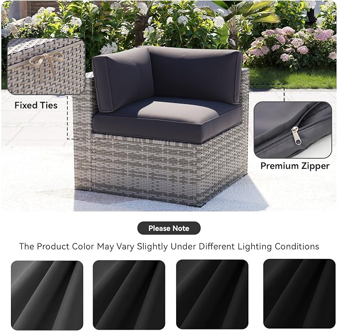 Aoxun 14pcs Patio Cushion Covers Replacement, Waterproof Outdoor Furniture - Image 6