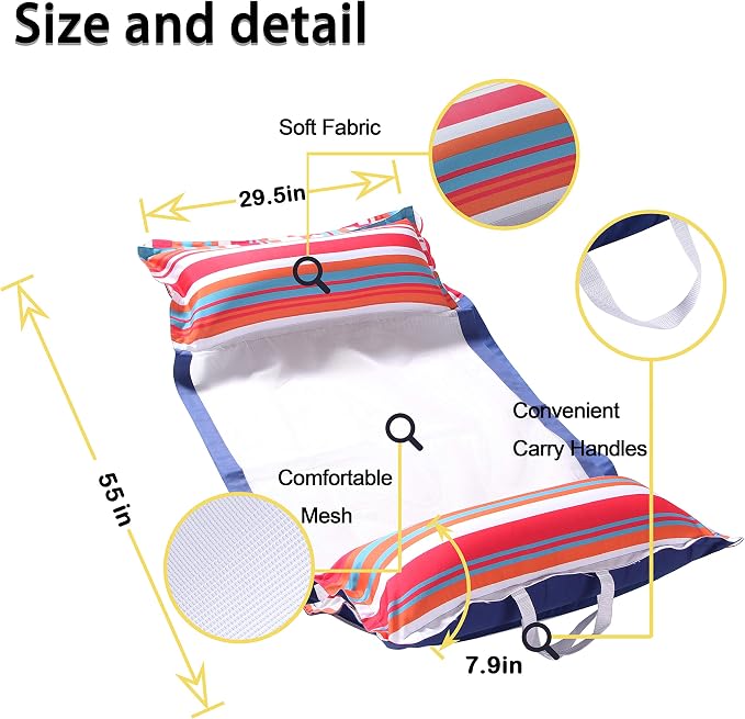 FindUWill Fabric Pool Hammock Floats 2 Pack, Inflatable Water Hammocks 4-in-1 - Image 7