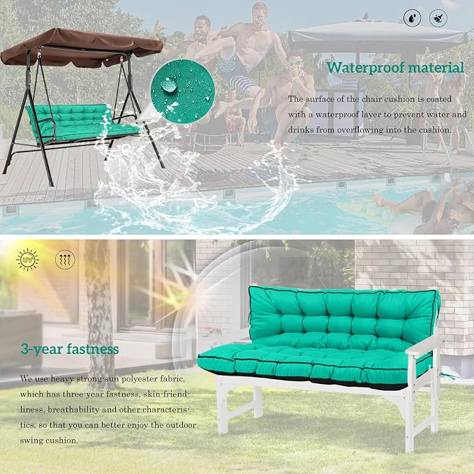 Outside Benches Cushion with Backrest, Thicken Waterproof Swing Cushions 2/3 - Image 6