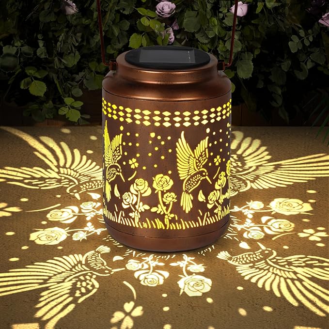 Hummingbird Solar Lantern Outdoor Hummingbird Decor Garden Decor Waterproof by MakeyourLifeBetter