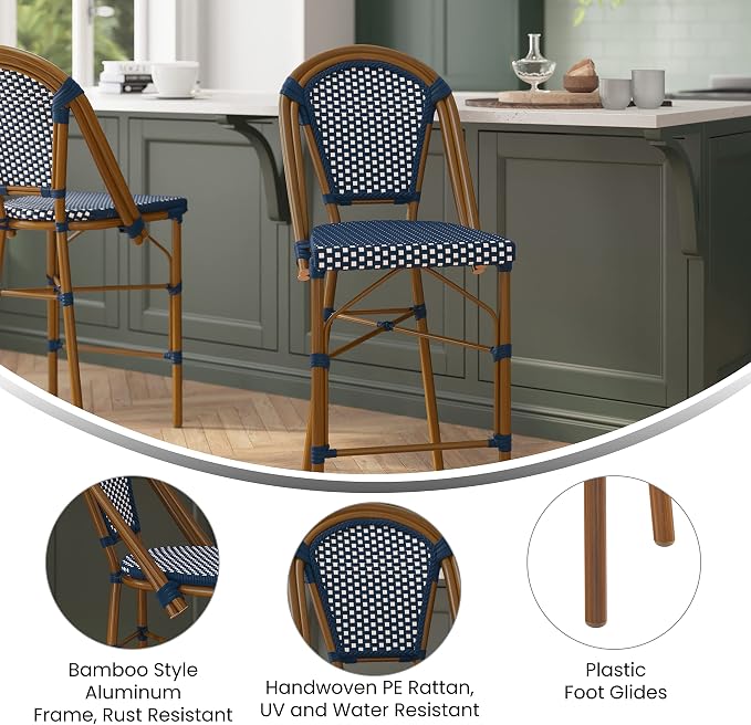 EMMA + OLIVER Soie Bistro Counter Stool - Image 5