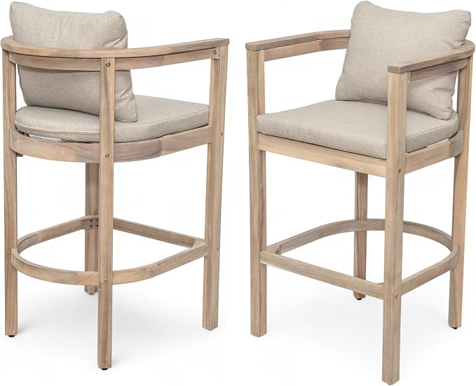Christopher Knight Home Kuart Acacia Wood Outdoor Bar Stool Set of 2 - Image 5