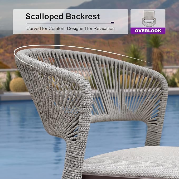 PURPLE LEAF Bar Stool Set of 2 Outdoor Bar Chairs - Image 4