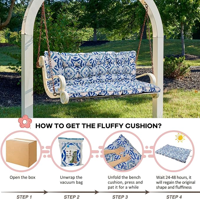 2-3 Seat Swing Replacement Cushion, Outdoor Bench Cushions - Image 3