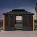 PURPLE LEAF 10' X 13' Patio Hardtop Gazebo Double Top Galvanized Steel Screen by PURPLELEAF