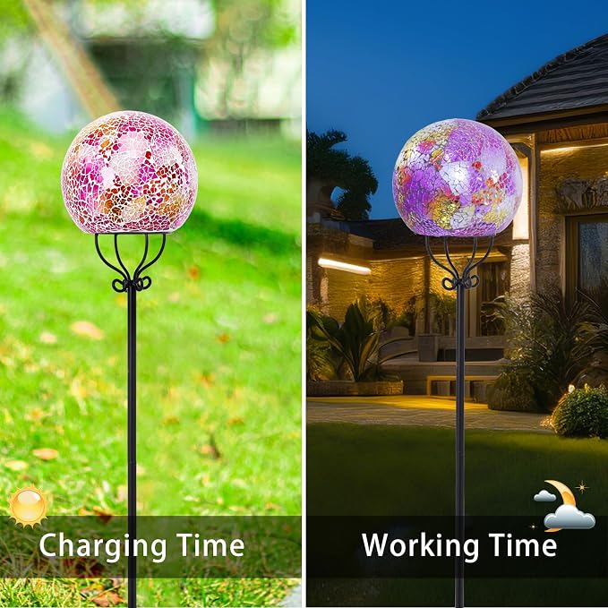 VCUTEKA Solar Outdoor Lights Garden Decor Mosaic Solar Garden Lights Waterproof - Image 2