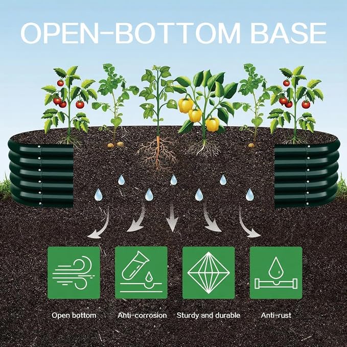 Gardmax Galvanized Raised Garden Bed, Lightweight Planter Boxes Outdoor - Image 2